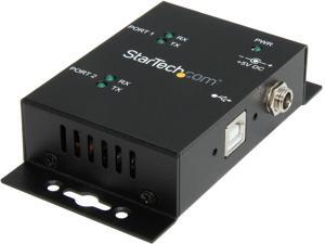 StarTech ICUSB2322I 2 Port Industrial Wall Mountable USB to Serial Adapter Hub with DIN Rail Clips StarTech ICUSB2322I 2 Port Industrial Wall Mountable USB to Serial Adapter Hub with DIN Rail Clips
