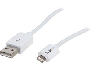 StarTech USBLT1MW 3.3 ft MFI Certified White Apple 8-pin Lightning Connector to USB Cable for iPhone / iPod / iPad - Charge and Sync Cable StarTech USBLT1MW 3.3 ft MFI Certified White Apple 8-pin Lightning Connector to USB Cable for iPhone / iPod / iPad - Charge and Sync Cable