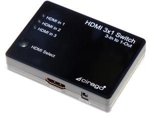 Cirago HDMSWITCH3X1 HDMI 3x1 Switch (3-In to 1-Out) Cirago HDMSWITCH3X1 HDMI 3x1 Switch (3-In to 1-Out)