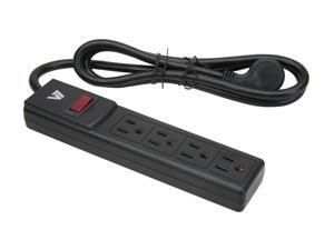 V7 SA0404B-8N6 4 ft. 4 Outlets 450 Joules Home/Office Surge Protector V7 SA0404B-8N6 4 ft. 4 Outlets 450 Joules Home/Office Surge Protector