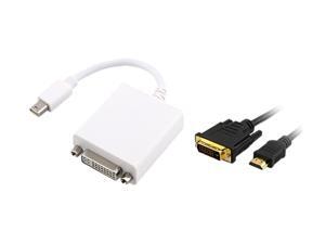 Insten Model 675428 Mini DisplayPort To DVI M/F Adapter + HDMI To DVI Cable 5Gbps M/M, 6 Ft, Black Insten Model 675428 Mini DisplayPort To DVI M/F Adapter + HDMI To DVI Cable 5Gbps M/M, 6 Ft, Black