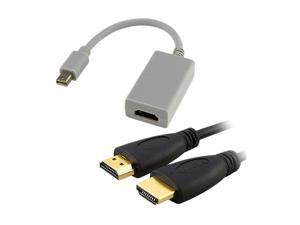 Insten 675507 6 ft. Black 6FT HDMI Cable+Mini Display Port HDMI Adapter For Macbook Pro Insten 675507 6 ft. Black 6FT HDMI Cable+Mini Display Port HDMI Adapter For Macbook Pro