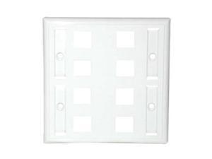 C2G 03415 8-Port Double Gang Multimedia Keystone Wall Plate - White C2G 03415 8-Port Double Gang Multimedia Keystone Wall Plate - White