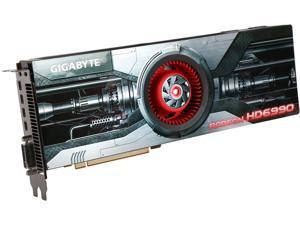 GIGABYTE Radeon HD 6990 DirectX 11 GV-R699D5-4GD-B 4GB 256-Bit GDDR5 PCI Express 2.1 x16 HDCP Ready Video Card with Eyefinity GIGABYTE Radeon HD 6990 DirectX 11 GV-R699D5-4GD-B 4GB 256-Bit GDDR5 PCI Express 2.1 x16 HDCP Ready Video Card with Eyefinity