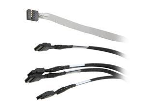 Adaptec 2247100-R Mini SAS x4 (SFF-8087) to (4) x1 SATA Cable with SFF-8448 sideband signals - 1M Adaptec 2247100-R Mini SAS x4 (SFF-8087) to (4) x1 SATA Cable with SFF-8448 sideband signals - 1M