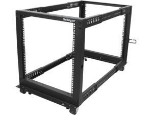 StarTech.com 12U Adjustable Depth Open Frame 4 Post Server Rack w/ Casters / Levelers and Cable Management Hooks StarTech.com 12U Adjustable Depth Open Frame 4 Post Server Rack w/ Casters / Levelers and Cable Management Hooks