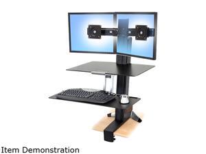 Ergotron 33-349-200 WorkFit-S Sit-Stand Workstation for Dual Displays, w/ Worksurface & Large Keyboard Tray (black & polished aluminum) Ergotron 33-349-200 WorkFit-S Sit-Stand Workstation for Dual Displays, w/ Worksurface & Large Keyboard Tray (black & polished aluminum)