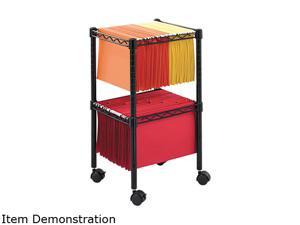 Two-Tier Compact Mobile Wire File Cart, Steel, 15-1/2w X 14d X 27-1/2h, Black Two-Tier Compact Mobile Wire File Cart, Steel, 15-1/2w X 14d X 27-1/2h, Black