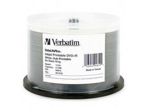Verbatim DataLifePlus 4.7GB 8X DVD+R White Inkjet Printable, Hub Printable 50 Packs Disc Model 94812 Verbatim DataLifePlus 4.7GB 8X DVD+R White Inkjet Printable, Hub Printable 50 Packs Disc Model 94812