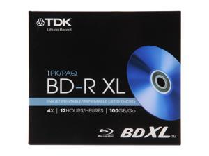 TDK 100GB 4X BD-XL Inkjet Printable Single Disc Model 61928 TDK 100GB 4X BD-XL Inkjet Printable Single Disc Model 61928