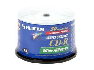 FUJIFILM White Surfaces For Thermal 700MB 48X CD-R Printable 50 Packs Disc Model 25307213 FUJIFILM White Surfaces For Thermal 700MB 48X CD-R Printable 50 Packs Disc Model 25307213