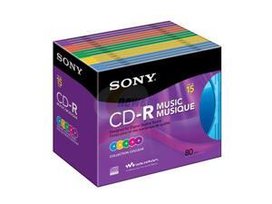 SONY Music Color 700MB CD-R 15 Packs Slim Jewel Case Disc Model 15CRM80RX SONY Music Color 700MB CD-R 15 Packs Slim Jewel Case Disc Model 15CRM80RX