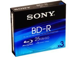 Sony BNR25R3H Blu-ray Recordable Media - BD-R - 6x - 25 GB - 3 Pack Jewel Case Sony BNR25R3H Blu-ray Recordable Media - BD-R - 6x - 25 GB - 3 Pack Jewel Case