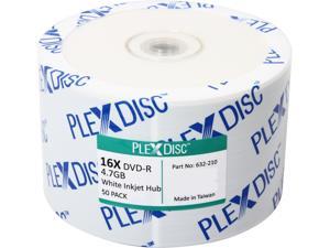 PlexDisc 4.7GB 16X DVD-R Inkjet Printable 50 Packs Disc Model 632-210 PlexDisc 4.7GB 16X DVD-R Inkjet Printable 50 Packs Disc Model 632-210