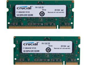 Crucial 2GB (2 x 1GB) 200-Pin DDR2 SO-DIMM DDR2 667 (PC2 5300) Dual Channel Kit Laptop Memory Model CT2KIT12864AC667 Crucial 2GB (2 x 1GB) 200-Pin DDR2 SO-DIMM DDR2 667 (PC2 5300) Dual Channel Kit Laptop Memory Model CT2KIT12864AC667