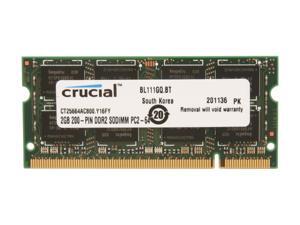 Crucial 2GB 200-Pin DDR2 SO-DIMM DDR2 800 (PC2 6400) Laptop Memory Model CT25664AC800 Crucial 2GB 200-Pin DDR2 SO-DIMM DDR2 800 (PC2 6400) Laptop Memory Model CT25664AC800