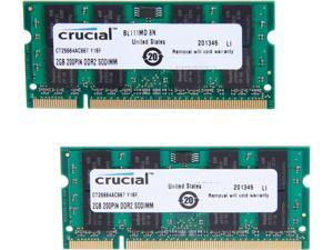 Crucial 4GB (2 x 2GB) 200-Pin DDR2 SO-DIMM DDR2 667 (PC2 5300) Laptop Memory Model CT2KIT25664AC667 Crucial 4GB (2 x 2GB) 200-Pin DDR2 SO-DIMM DDR2 667 (PC2 5300) Laptop Memory Model CT2KIT25664AC667