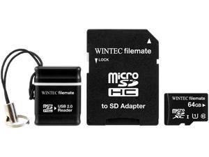 Wintec FileMate 64GB microSDHC Professional Plus UHS-I U1 C10 Card With USB and SD Adapter Retail Black Model 3FMUSD64GU1PI-MR Wintec FileMate 64GB microSDHC Professional Plus UHS-I U1 C10 Card With USB and SD Adapter Retail Black Model 3FMUSD64GU1PI-MR