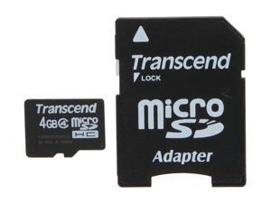 Transcend 4GB microSDHC Flash Card with Adapter Model TS4GUSDHC4 Transcend 4GB microSDHC Flash Card with Adapter Model TS4GUSDHC4