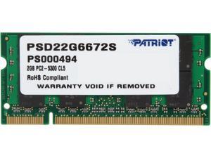 Patriot 2GB 200-Pin DDR2 SO-DIMM DDR2 667 (PC2 5300) Laptop Memory Model PSD22G6672S Patriot 2GB 200-Pin DDR2 SO-DIMM DDR2 667 (PC2 5300) Laptop Memory Model PSD22G6672S