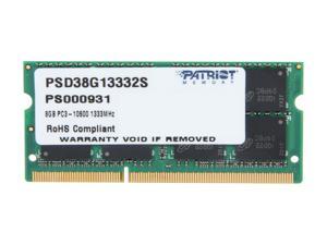 Patriot Signature 8GB 204-Pin DDR3 SO-DIMM DDR3 1333 (PC3 10600) Laptop Memory Model PSD38G13332S Patriot Signature 8GB 204-Pin DDR3 SO-DIMM DDR3 1333 (PC3 10600) Laptop Memory Model PSD38G13332S