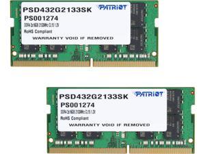 Patriot Signature Line 32GB (2 x 16G) 260-Pin DDR4 SO-DIMM DDR4 2133 (PC4 17000) Memory (Notebook Memory) Model PSD432G2133SK Patriot Signature Line 32GB (2 x 16G) 260-Pin DDR4 SO-DIMM DDR4 2133 (PC4 17000) Memory (Notebook Memory) Model PSD432G2133SK