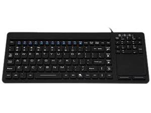 SolidTek KB-IKB-107 Black USB Wired Silicone Waterproof Keyboard with Touchpad SolidTek KB-IKB-107 Black USB Wired Silicone Waterproof Keyboard with Touchpad