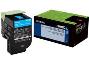 LEXMARK 801SC (80C1SC0); Return Program Standard Yield Return Program Toner Cartridge Cyan LEXMARK 801SC (80C1SC0); Return Program Standard Yield Return Program Toner Cartridge Cyan