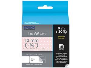 EPSON LC-4EAY9 LabelWorks Standard LC Tape Cartridge ~1/2" Gray on White Polka-Dot on Pink EPSON LC-4EAY9 LabelWorks Standard LC Tape Cartridge ~1/2" Gray on White Polka-Dot on Pink