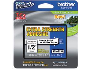 Brother TZES231 12mm (0.47") Black on White Tape with Extra Strength Adhesive 8m (26.2 ft) Brother TZES231 12mm (0.47") Black on White Tape with Extra Strength Adhesive 8m (26.2 ft)