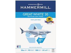 Hammermill 86700 Great White Recycled Copy Paper, 92 Brightness, 20lb, 8-1/2 x 11, 5000 Shts/Ctn Hammermill 86700 Great White Recycled Copy Paper, 92 Brightness, 20lb, 8-1/2 x 11, 5000 Shts/Ctn