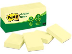 Post-it Greener Notes 653-RP-YW Recycled Notes, 1-1/2 x 2, Canary Yellow, 12 100-Sheet Pads/Pack Post-it Greener Notes 653-RP-YW Recycled Notes, 1-1/2 x 2, Canary Yellow, 12 100-Sheet Pads/Pack