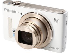 Canon PowerShot SX610 HS White 20.2 MP 18X Optical Zoom 25mm Wide Angle High-End, Advanced Digital Camera HDTV Output Canon PowerShot SX610 HS White 20.2 MP 18X Optical Zoom 25mm Wide Angle High-End, Advanced Digital Camera HDTV Output