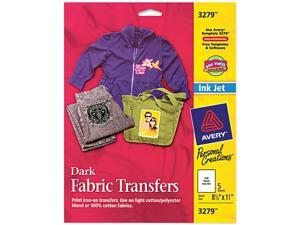 Dark Fabric Transfers for Inkjet Printers 8 1/2 x 11 White 5/Pack Dark Fabric Transfers for Inkjet Printers 8 1/2 x 11 White 5/Pack
