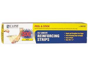 C-line 64112 Clear Mylar Self-Adhesive Reinforcing Strips, 1 x 10-3/4, 200/Box C-line 64112 Clear Mylar Self-Adhesive Reinforcing Strips, 1 x 10-3/4, 200/Box