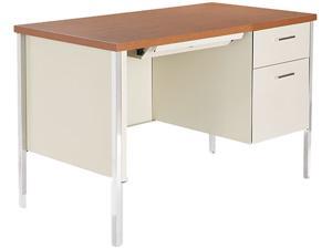 Single Pedestal Steel Desk, Metal Desk, 45-1/4w x 24d x 29-1/2h, Cherry/Putty Single Pedestal Steel Desk, Metal Desk, 45-1/4w x 24d x 29-1/2h, Cherry/Putty
