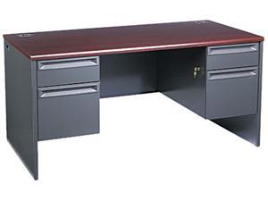 38000 Series Double Pedestal Desk, 60w x 30d x 29-1/2h, Mahogany/Charcoal 38000 Series Double Pedestal Desk, 60w x 30d x 29-1/2h, Mahogany/Charcoal