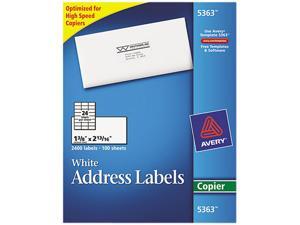 Avery 5363 Self-Adhesive Address Labels for Copiers, 1-3/8 x 2-13/16, White, 2400/Box Avery 5363 Self-Adhesive Address Labels for Copiers, 1-3/8 x 2-13/16, White, 2400/Box