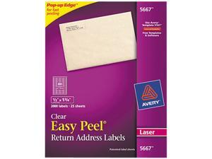 Avery 5667 Easy Peel Laser Mailing Labels, 1/2 x 1-3/4, Clear, 2000/Box Avery 5667 Easy Peel Laser Mailing Labels, 1/2 x 1-3/4, Clear, 2000/Box