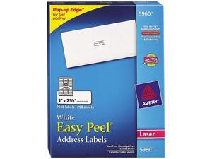 Avery 5960 Easy Peel Laser Address Labels, 1 x 2-5/8, White, 7500/Box Avery 5960 Easy Peel Laser Address Labels, 1 x 2-5/8, White, 7500/Box