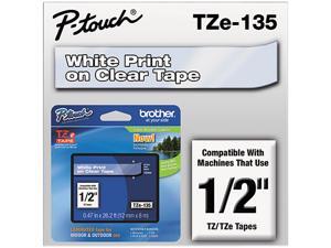 Brother P-Touch TZ Series Tape Cartridge, 0.5"w, White on Clear Brother P-Touch TZ Series Tape Cartridge, 0.5"w, White on Clear