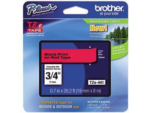 Brother P-Touch TZ Series Lettering Tape, 0.75", Black on Red Brother P-Touch TZ Series Lettering Tape, 0.75", Black on Red