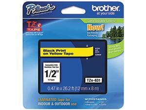Brother P-Touch TZ Series Tape Cartridge, 0.5", Black on Yellow Brother P-Touch TZ Series Tape Cartridge, 0.5", Black on Yellow
