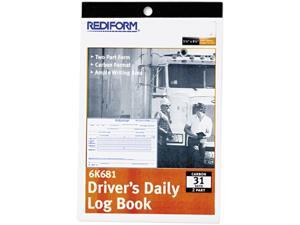 Rediform 6K681 Driver's Daily Log, 5-1/2 x 7-7/8, Duplicate with Carbons, 31 Sets/Book Rediform 6K681 Driver's Daily Log, 5-1/2 x 7-7/8, Duplicate with Carbons, 31 Sets/Book