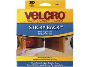 Velcro 90140 Sticky-Back Hook and Loop Dot Fasteners, Dispenser, 3/4 Inch, Beige, 200/Roll Velcro 90140 Sticky-Back Hook and Loop Dot Fasteners, Dispenser, 3/4 Inch, Beige, 200/Roll