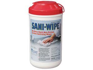 Nice Pak Sani-Wipe Surface Sanitizing Wipes, 7.75" x 10.5", White, 100/Canister, 6/Carton Nice Pak Sani-Wipe Surface Sanitizing Wipes, 7.75" x 10.5", White, 100/Canister, 6/Carton