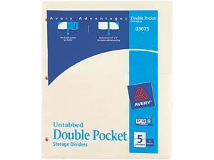 Avery 03075 Untabbed Double Pocket Manila Dividers, 11 x 9, 5/Pack Avery 03075 Untabbed Double Pocket Manila Dividers, 11 x 9, 5/Pack