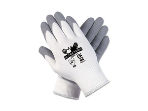 Memphis 9674M Ultra Tech Foam Seamless Nylon Knit Gloves, Medium, White/Gray