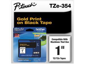 Brother TZe Standard Adhesive Laminated Labeling Tape, 1w, Gold on Black Brother TZe Standard Adhesive Laminated Labeling Tape, 1w, Gold on Black