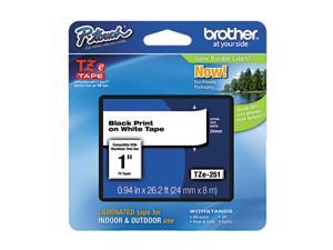 Brother 24mm (1") Black on White Laminated Tape (8m/26.2') (1/Pkg) Brother 24mm (1") Black on White Laminated Tape (8m/26.2') (1/Pkg)